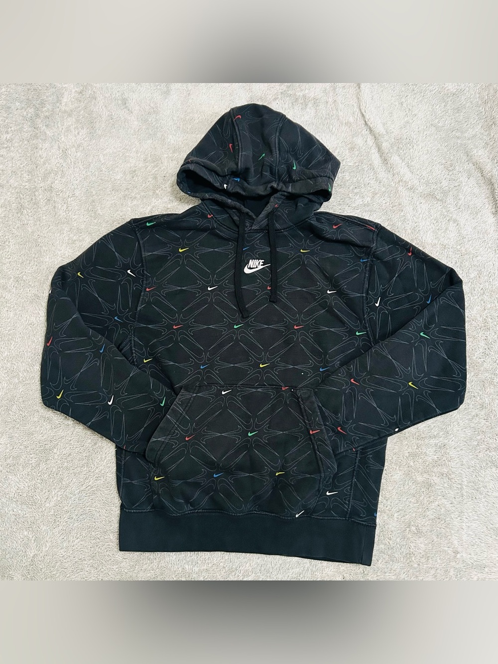 Nike All-Over Swoosh Print Pullover Hoodie – Size Small